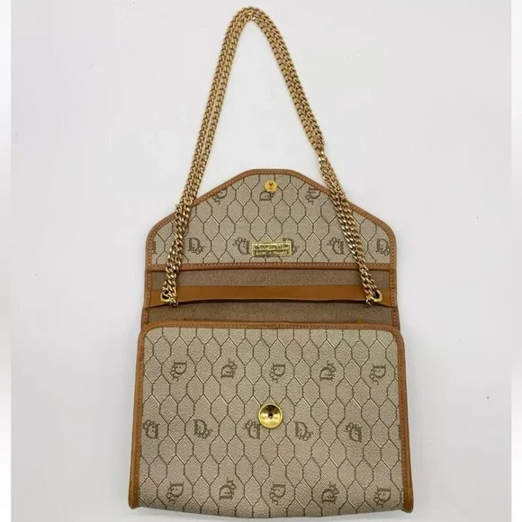 Christian Dior Beige Honeycomb Chain Shoulder Bag With Box - Picture 5 of 15